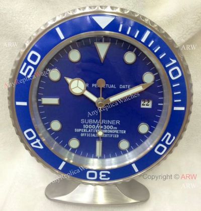 AAA Replica Rolex Submariner Blue Face Table Clock 24cm